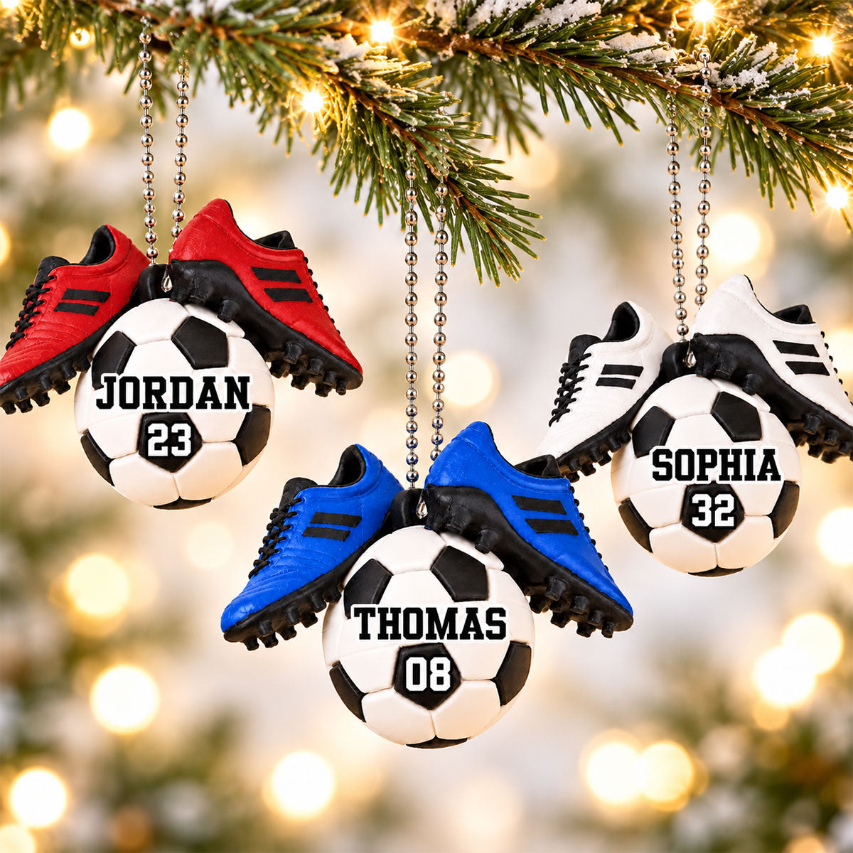 Soccer Ball Custom Name & Number - Personalized 3D Ornament - Gift For Soccer Lovers, Soccer Team, Boys, Girls, Grandkids