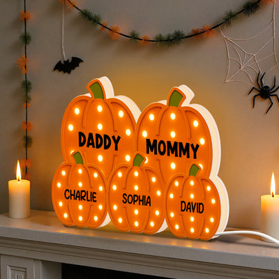 3D Effect Family Pumpkin Patch Marquee Pattern Texture - Personalized Light Box - Cozy Fall Vibe Home Decoration