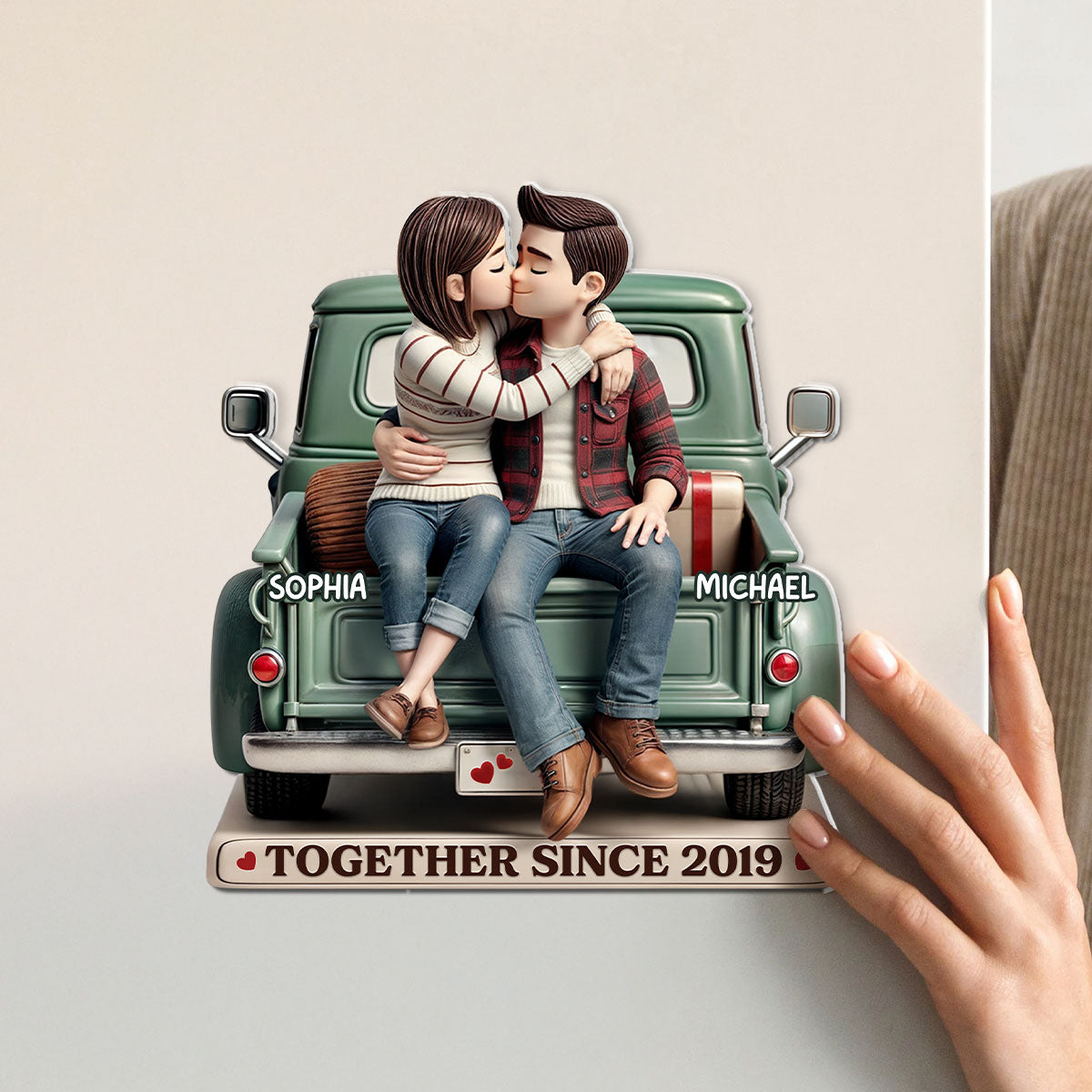 Couple On Truck Personalized Acrylic Fridge Magnet, Heartfelt Gift For Couple, For Him, For Her, Boyfriend, Girlfriend, Husband, Wife