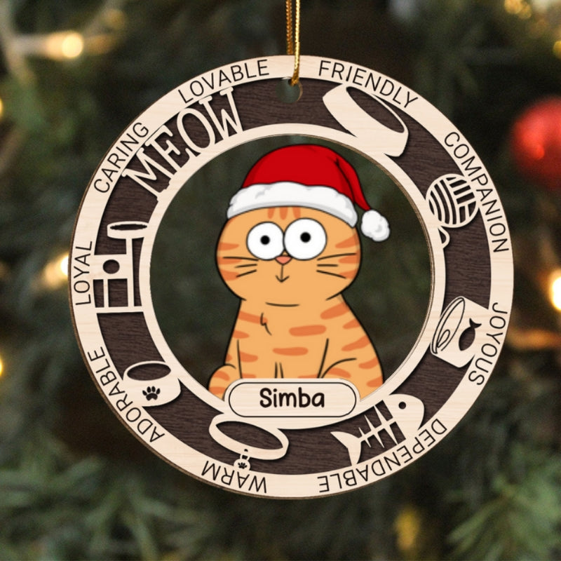 Lovable Friendly Companion Funny Cat Personalized Wooden Ornament