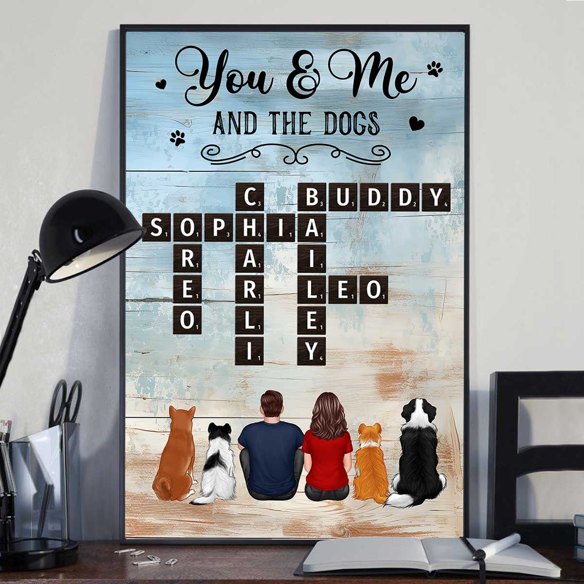Home Filled With Love & Dog Hair Back View Couple & Dogs Personalized Poster