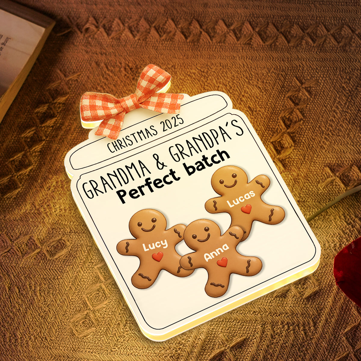 3D Effect Christmas Grandma Grandpa Perfect Batch Cookies - Personalized Light Box
