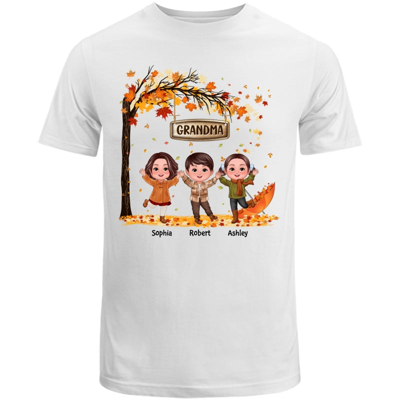 Fall Season Kids Playing Under Tree Personalized Shirt