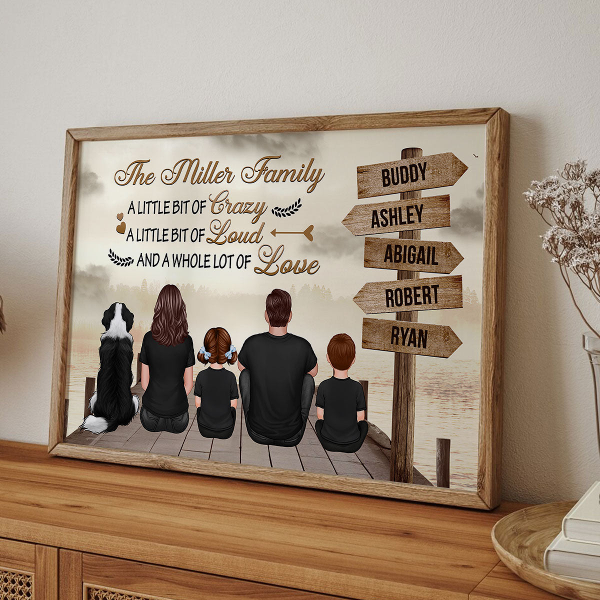 Family A Little Bit Of Street Sign Poster, Personalized Family Poster, Unique Home Decoration, Gift For Family