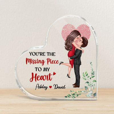 The Missing Piece Couple Heart Fingerprint Personalized Heart Acrylic Plaque
