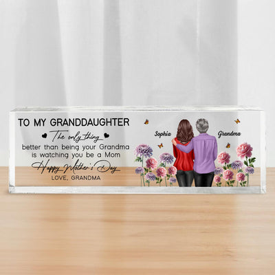 To My Granddaughter From Grandma Happy Mother's Day Birth Flower Personalized Desk Block, Gift For Granddaughter