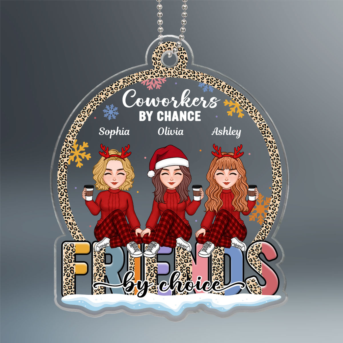 Coworker By Chance Friends By Choice Personalized Acrylic Ornament