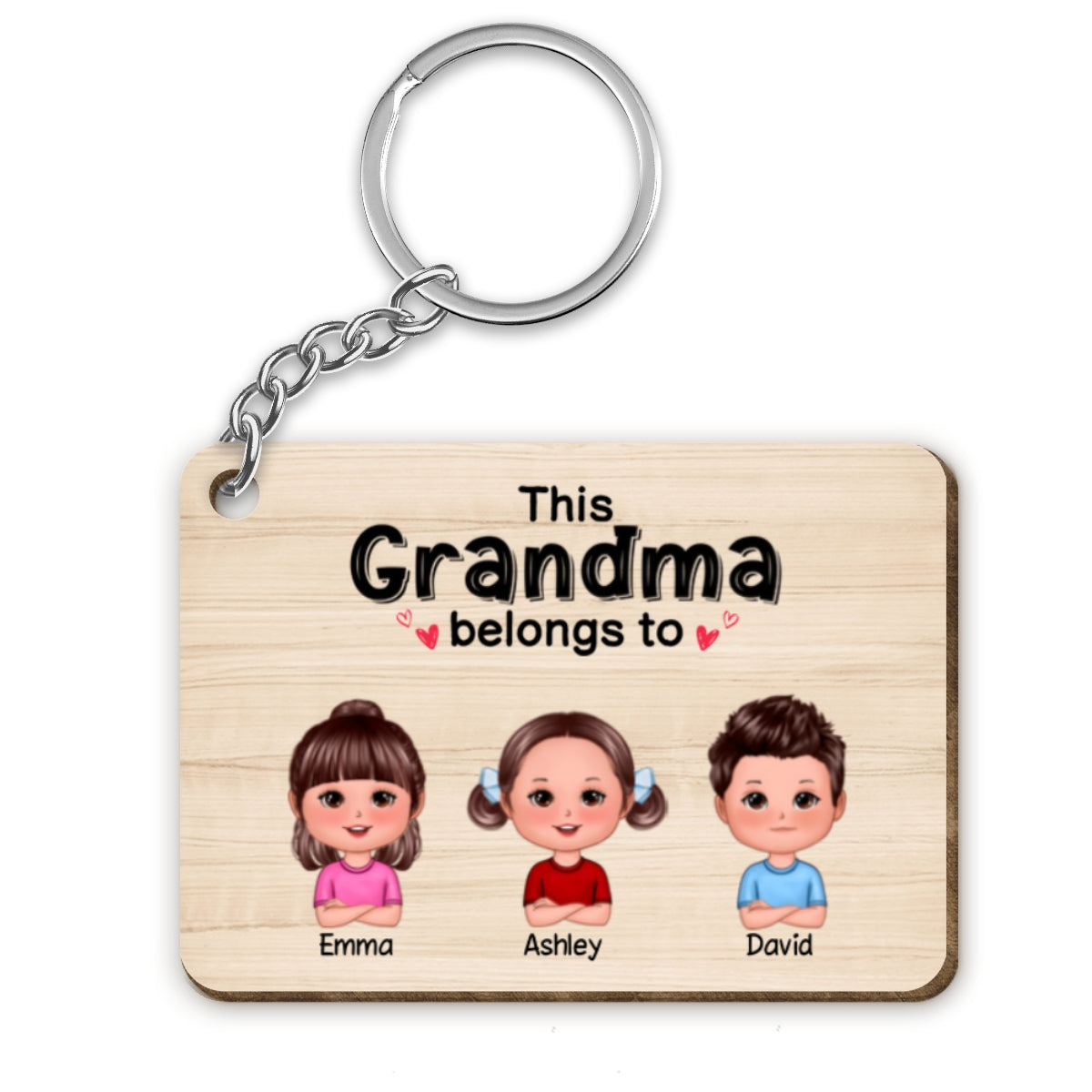This Grandpa Grandma Dad Mom Belongs To Doll Kids Personalized Wooden Keychain