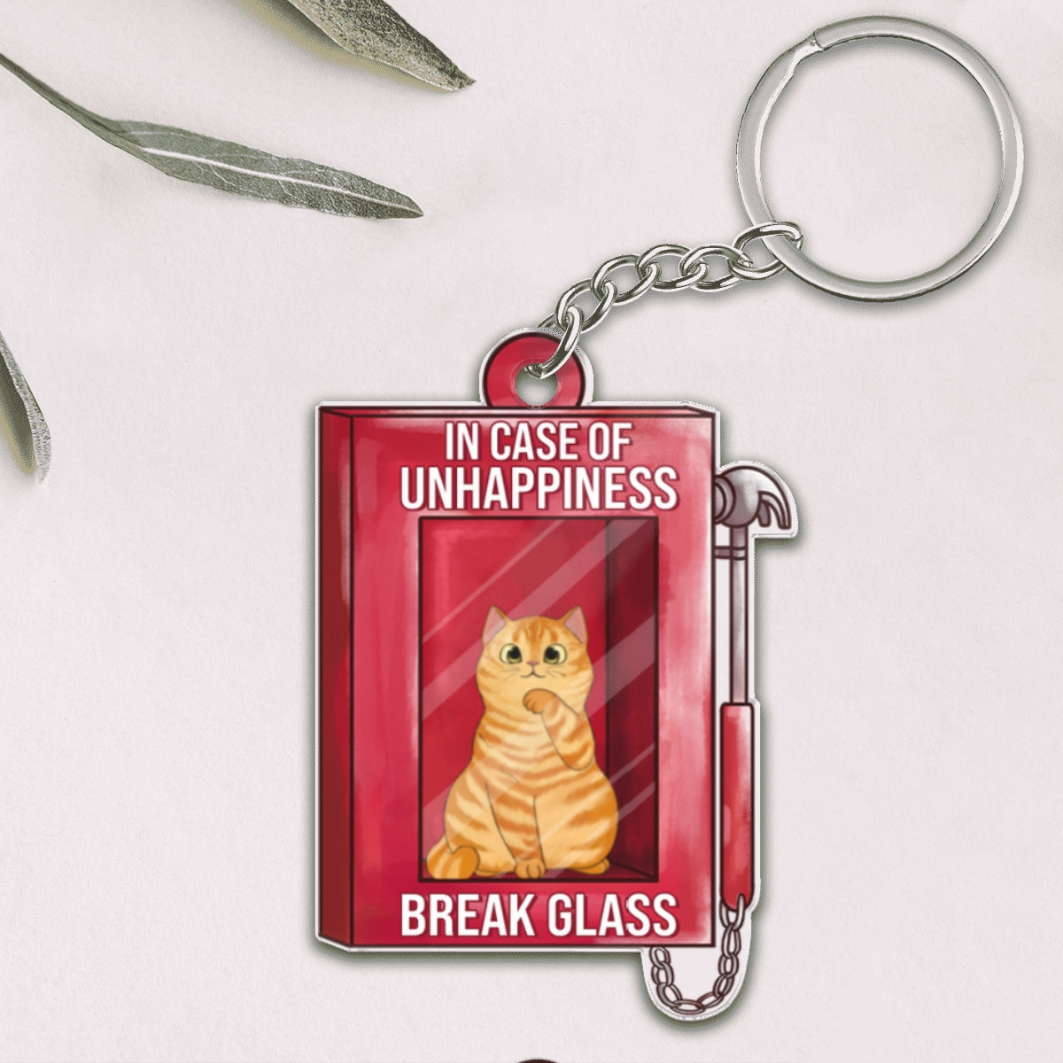 Fluffy Cat In Fire Hose Box Personalized Acrylic Keychain