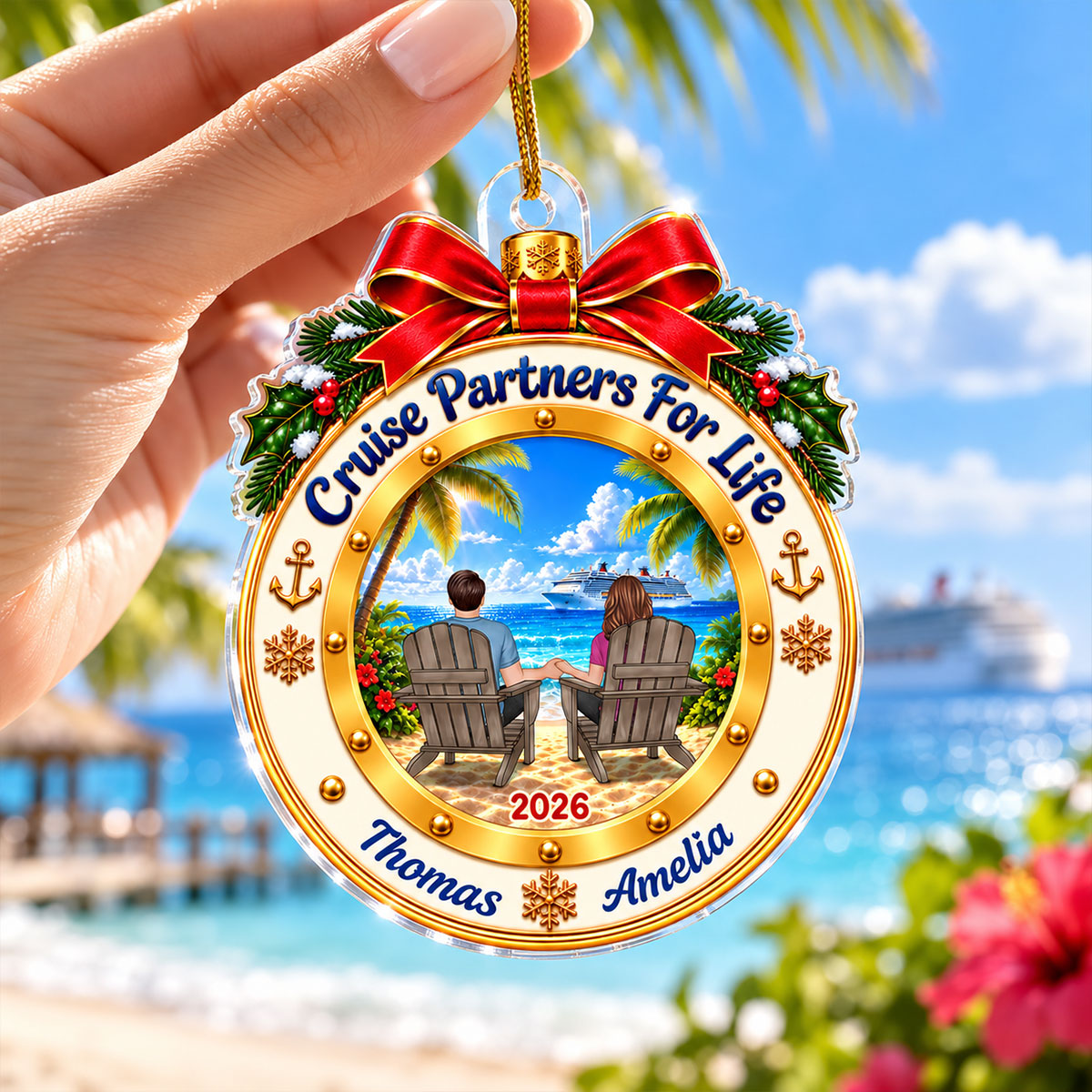 Cruise Partners For Life - Personalized Acrylic Ornament - Christmas Gift For Cruise Lovers, Couples, Husband, Wife