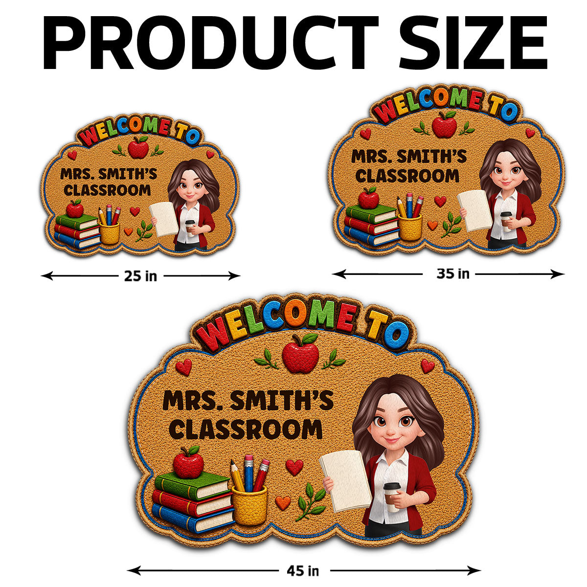 Teacher Welcome To Classroom Happy Learning - Personalized Doormat - Back To School, Classroom Decor