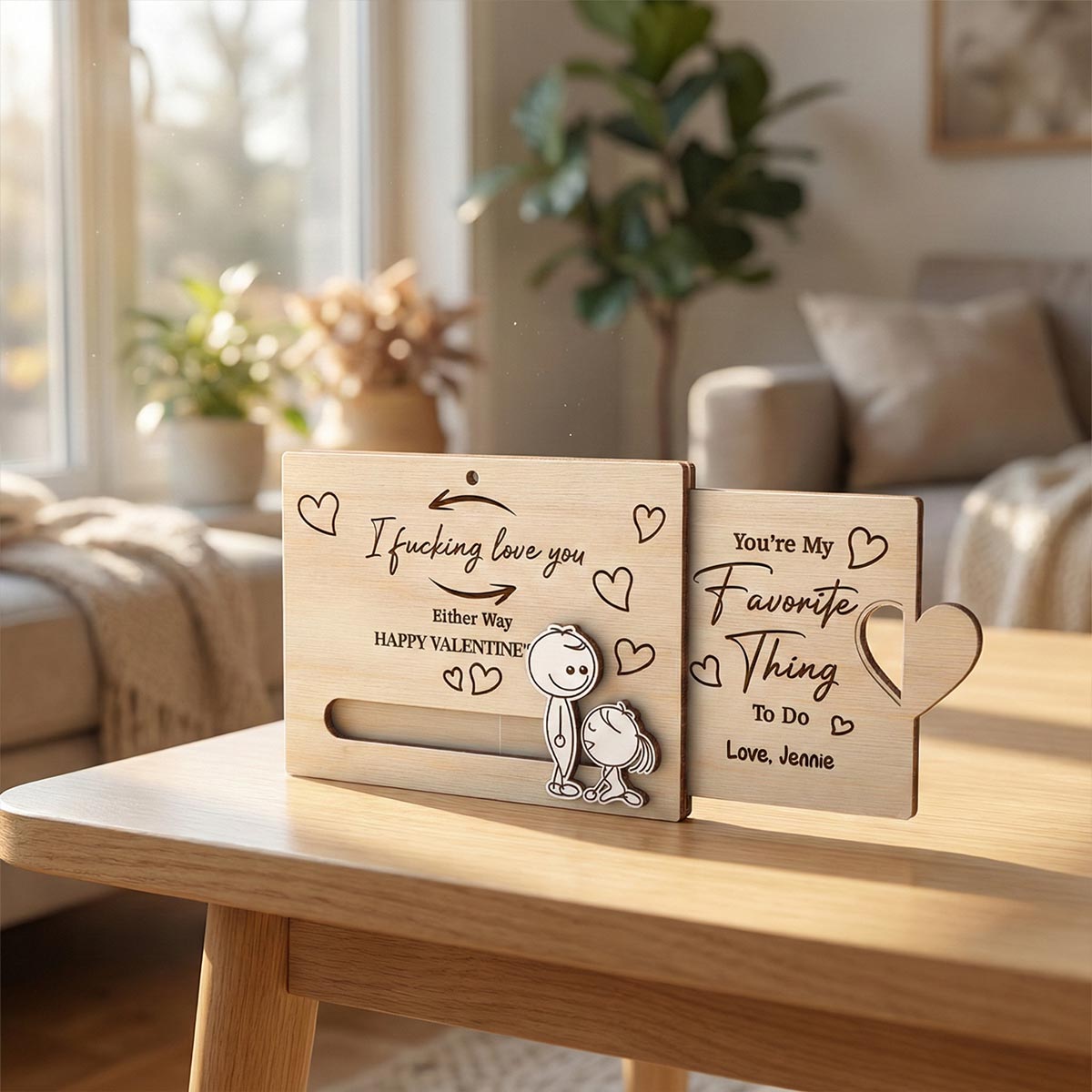 Funny Inappropriate Couple I Fcking Love You - Personalized Wooden Slider Ornament - Valentine's Day Gift For Him, For Her