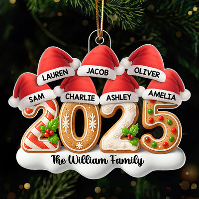 Santa Hats Family 2025 - Personalized Acrylic Ornament - Christmas Gift for Family, for Her, for Him