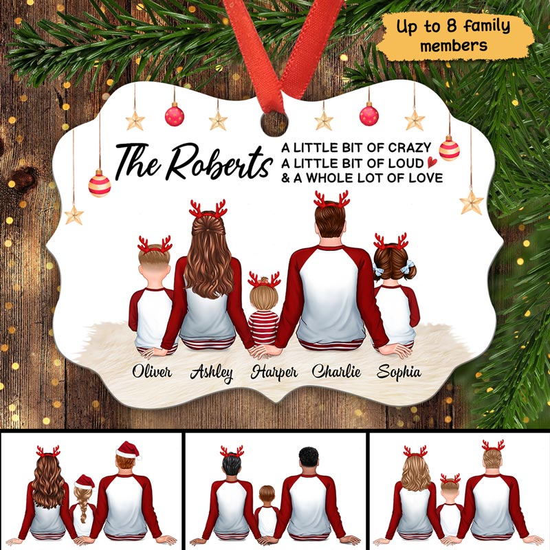 Family Christmas Pyjama Whole Lot Of Love Personalized Christmas Ornament