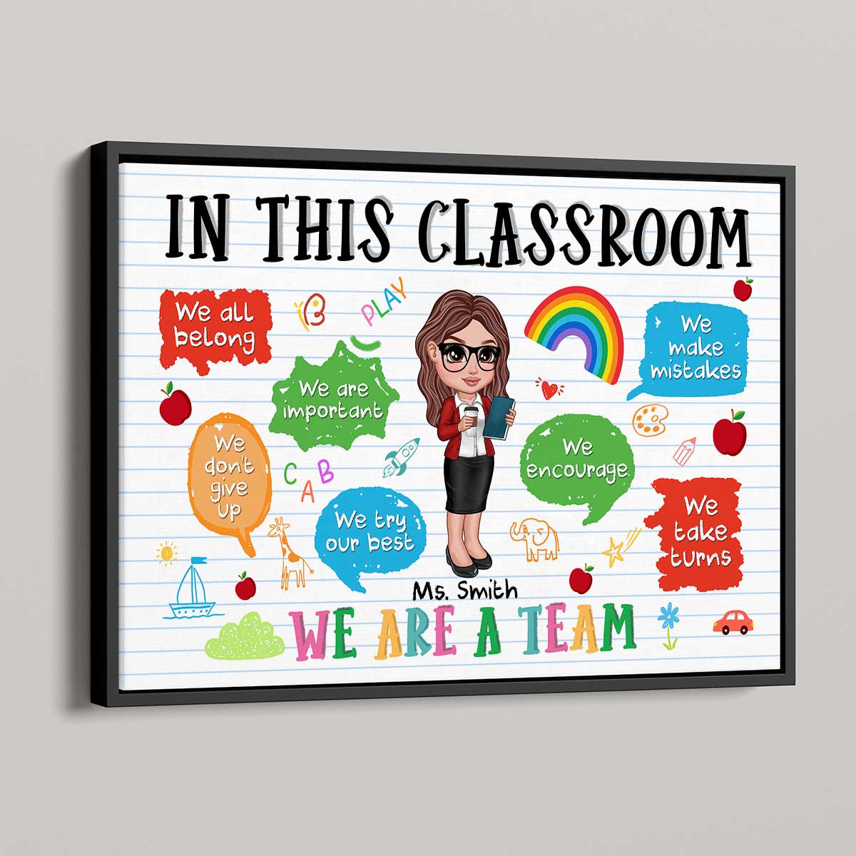 Adorable Teacher Personalized Poster, Gift For Teacher, Appreciation Gift, Back To School, Teacher Classroom Decor