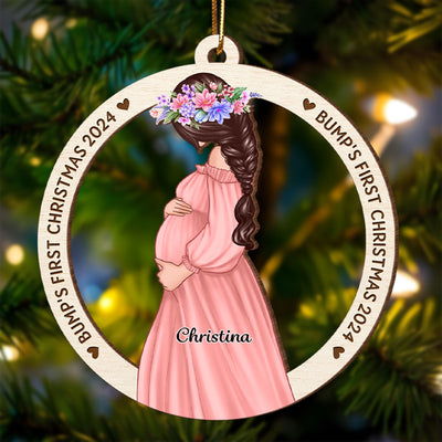Baby Bump’s First Christmas Ornament Gift Expecting Mommy to Be Christmas Pregnancy Wooden Ornament