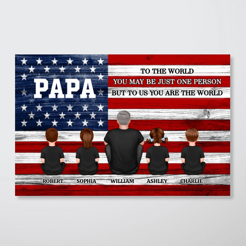 Nation Flag Grandpa And Kids Sitting Personalized Poster| Heartfelt Father's Day Gift For Grandpa