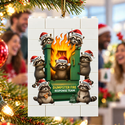 Cunning Raccoon Office Chaos Dumpster Fire Response Team - Personalized Building Blocks Ornament - Funny Christmas Gift For Colleagues, Coworkers