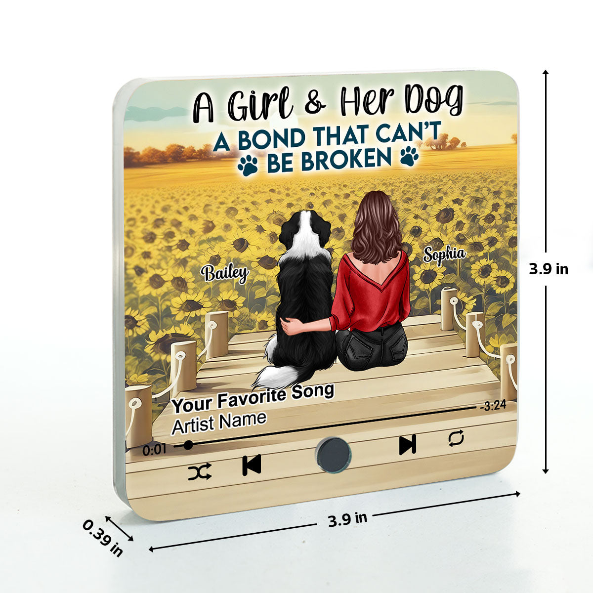 A Girl And Her Dog Personalized Music Fridge Magnet, Heartfelt Gift For Her, For Dog Lovers