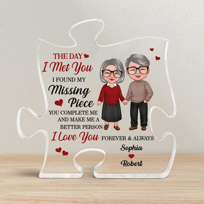 Old Doll Couple Found My Missing Piece Gift For Him For Her Personalized Puzzle Acrylic Plaque