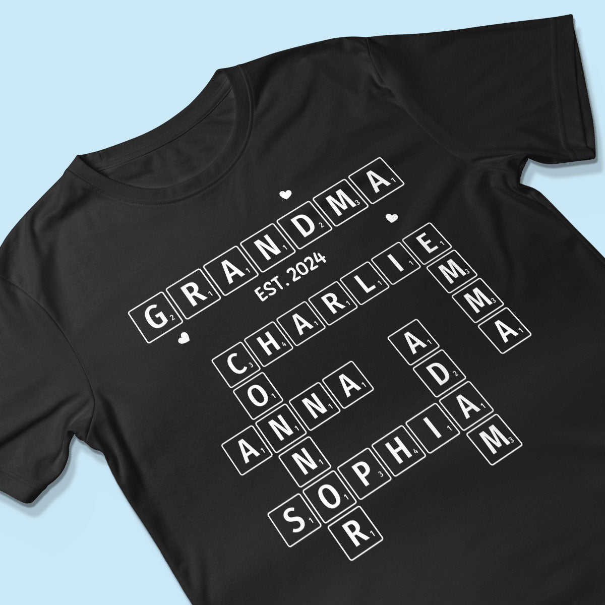 Grandma Grandpa Est. Crossword Art Puzzle Personalized Shirt