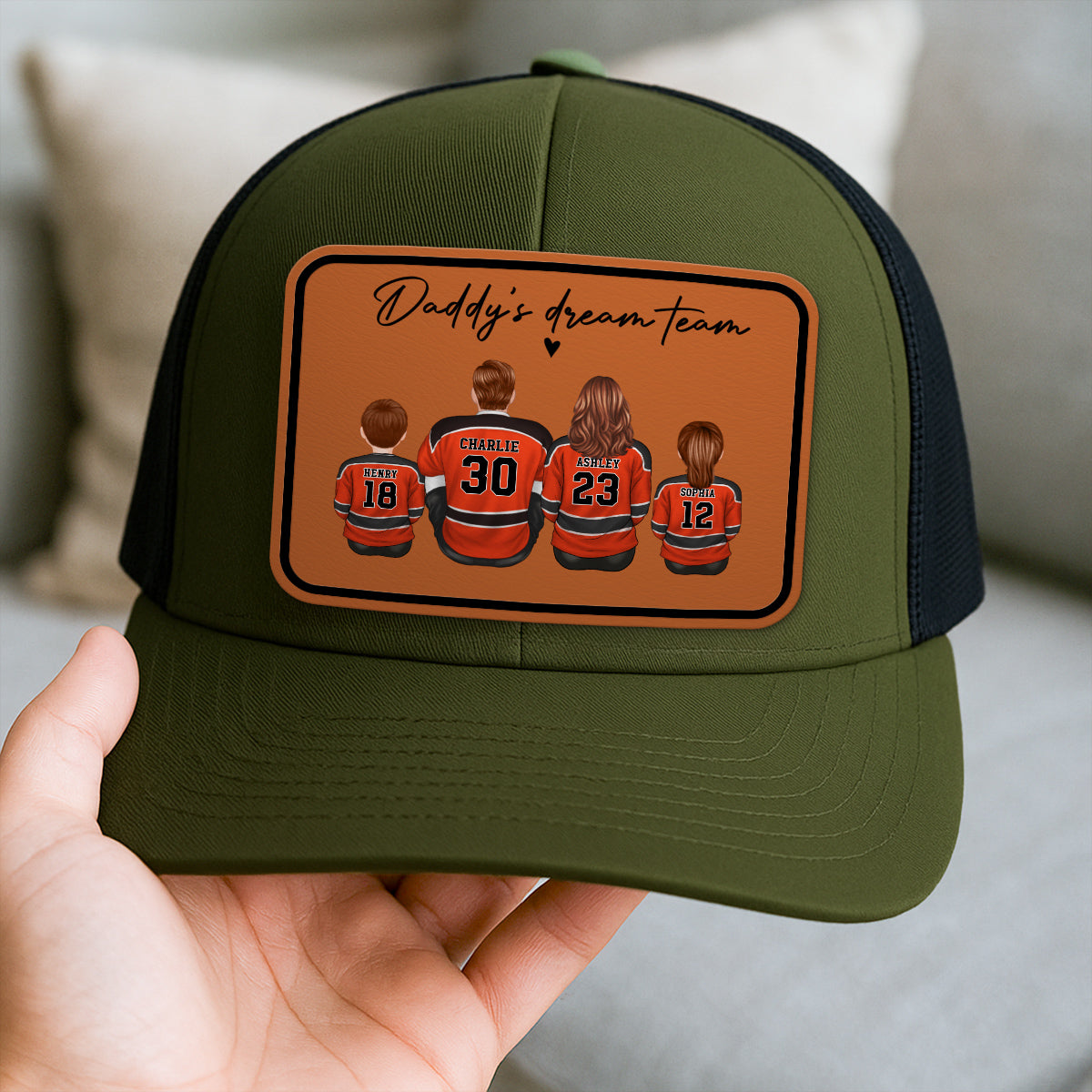 Hockey Daddy's Dream Team Personalized Trucker Hat, Father's Day Snapback, Gift for Hockey Dads