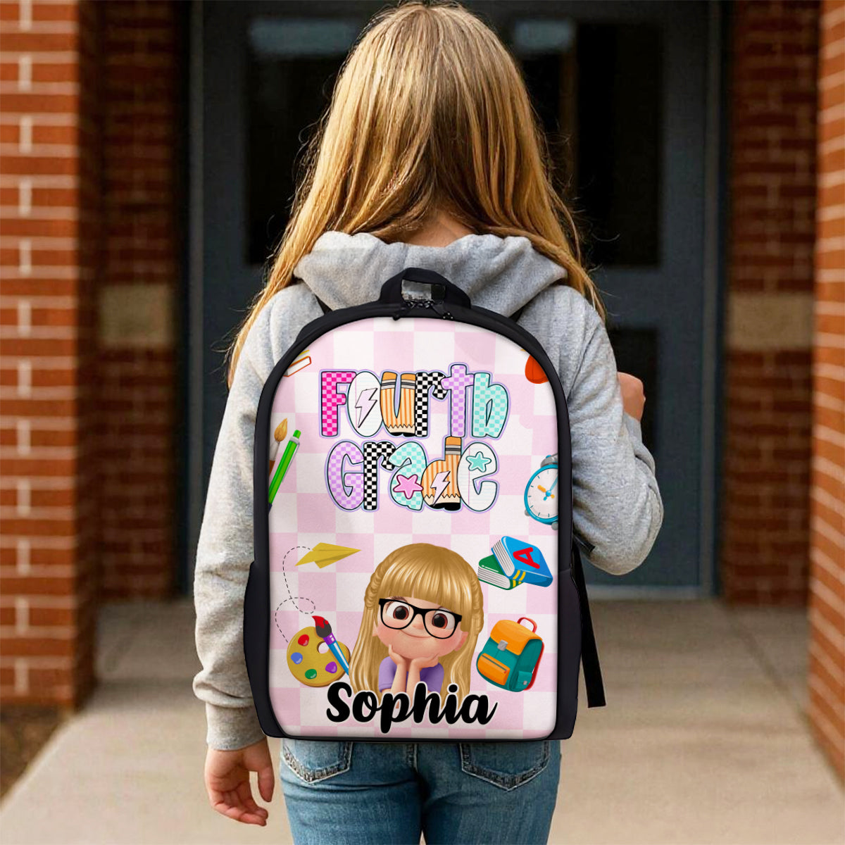 Preppy Back to School Personalized Backpack, Kid's Backpack for School