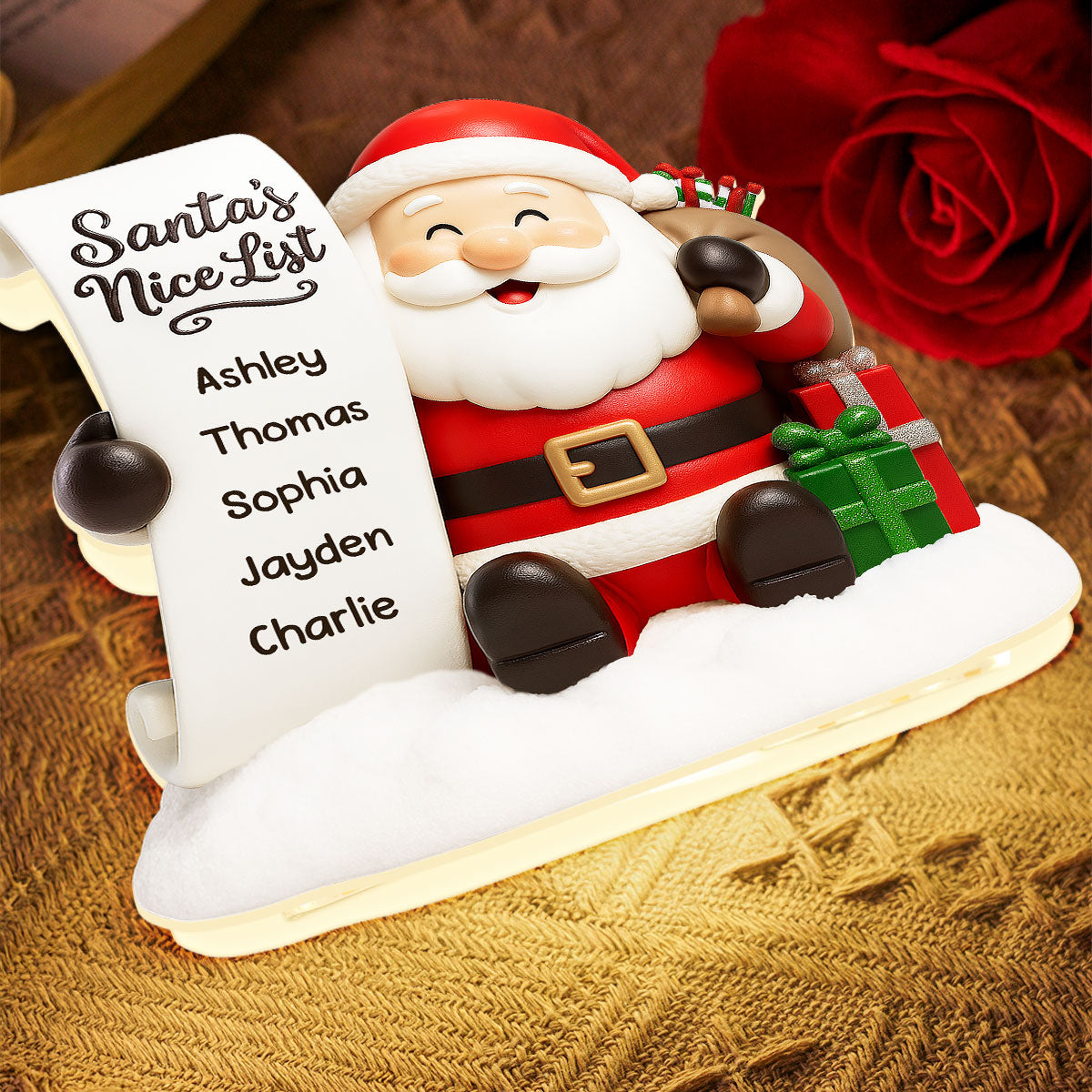 Santa's Nice List Kids' Names Family Christmas Decor - Personalized LED Light Box -Christmas Gift For Grandma, Grandpa, Family