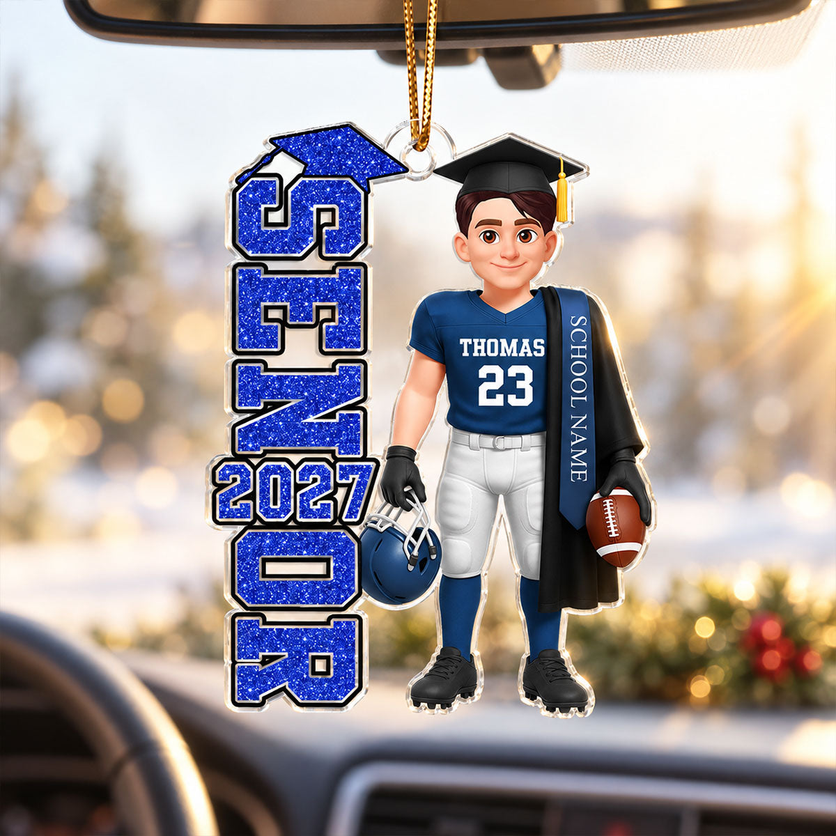 Football Senior 2026 2027 - Personalized Acrylic Ornament - Christmas Gift For Seniors, Daughter, Son, Granddaughters, Grandsons
