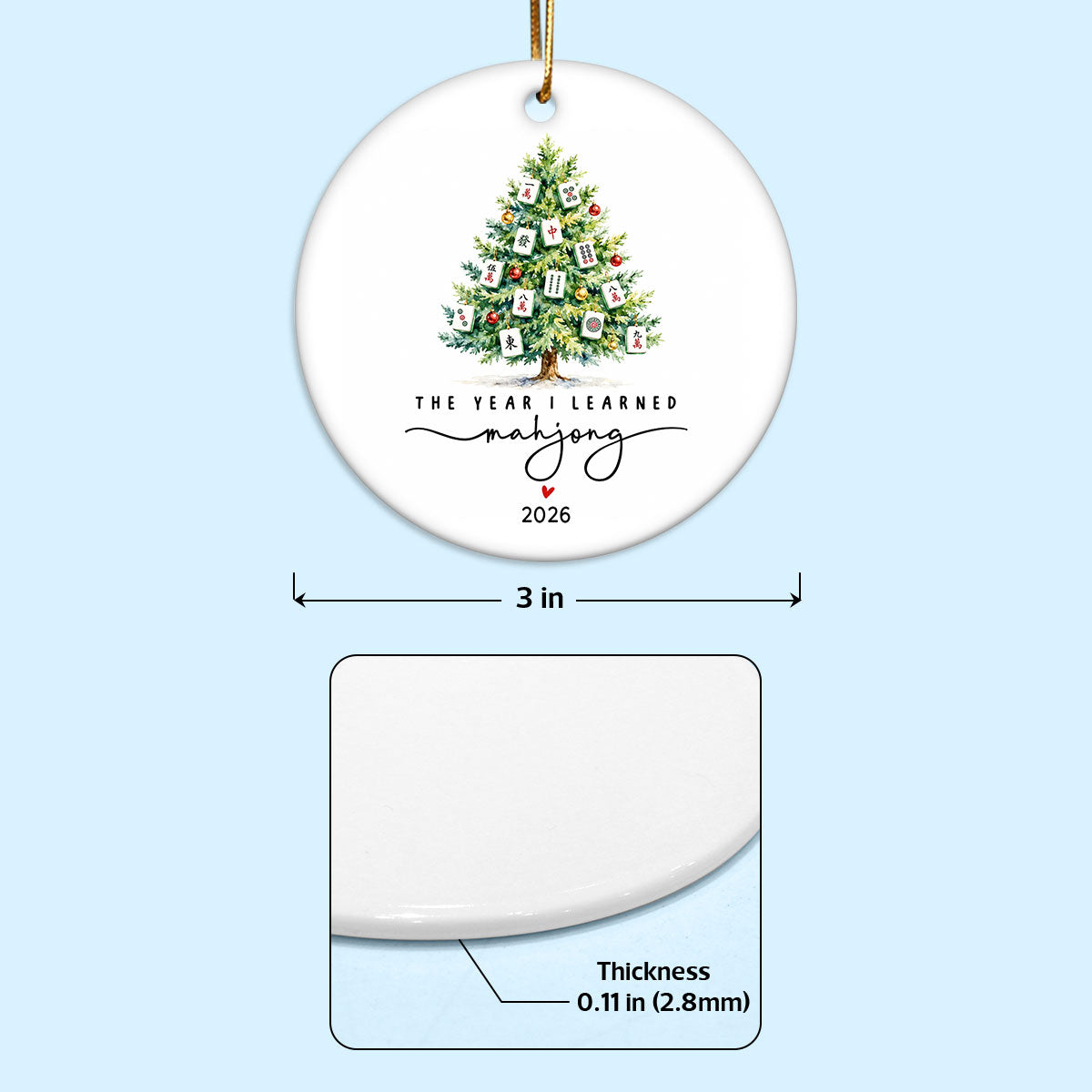 The Year I Learned Mahjong - Personalized Ceramic Ornament - Christmas Gift for Mahjong Club, Funny Mahjong Group Gift