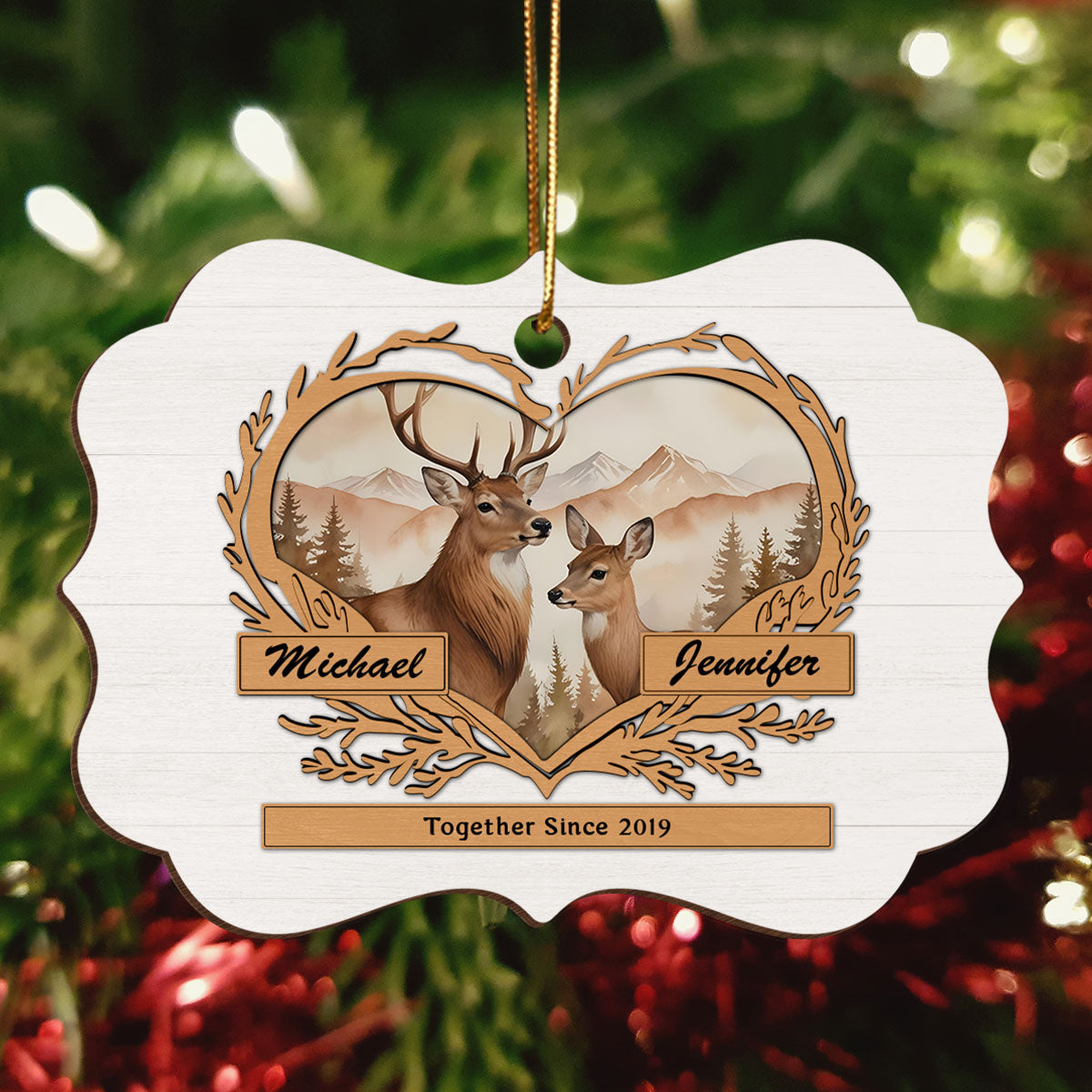 God Gave Me You Deer Love Personalized Wooden Ornament, Heartfelt Christmas Gift For Girlfriend Boyfriend Husband Wife, Gift For The Couple