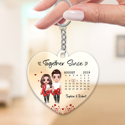 Doll Couple Standing Love Balloon Calendar Personalized Acrylic Keychain