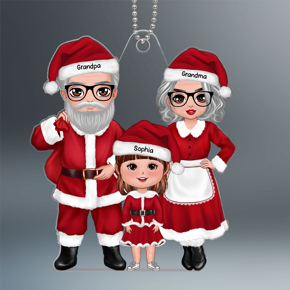 Christmas Doll Grandma Grandpa Claus Standing Gift For Granddaughter Grandson Personalized Acrylic Ornament