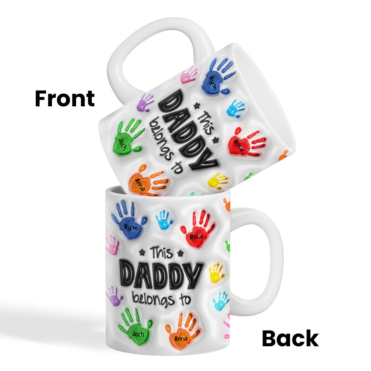 This Daddy Grandpa Belongs To Handprints Personalized 3D Inflated Printed Mug