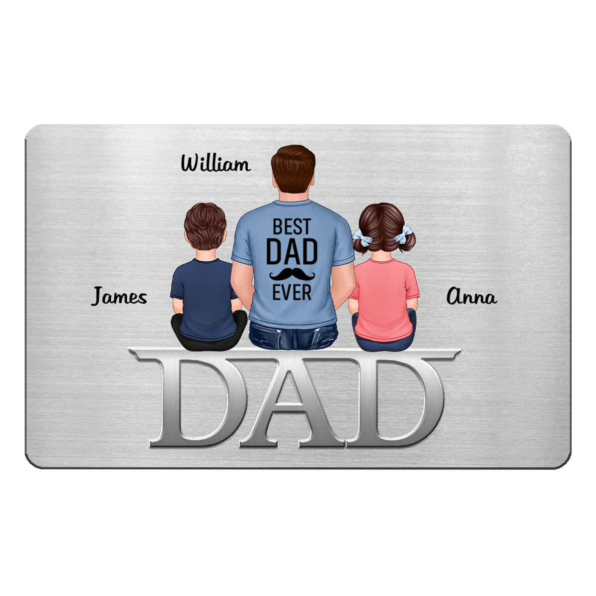 Dad Grandpa And Kids Sitting On Text Personalized Metal Wallet Card