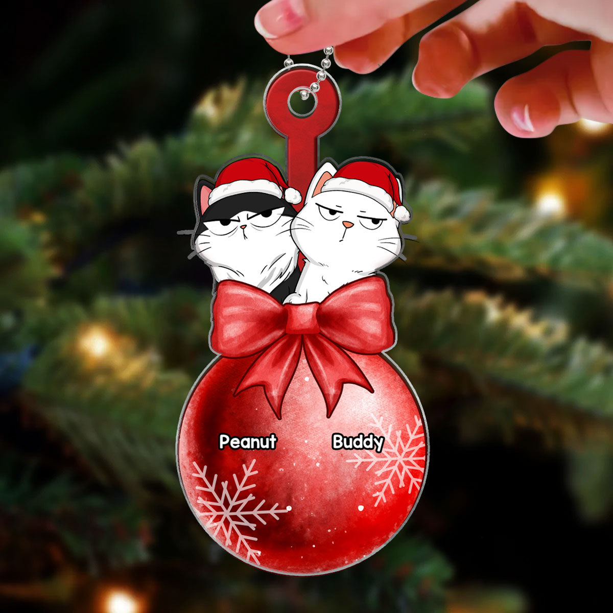 Funny Expression Cats Holding On Christmas Ornament Personalized Acrylic Ornament