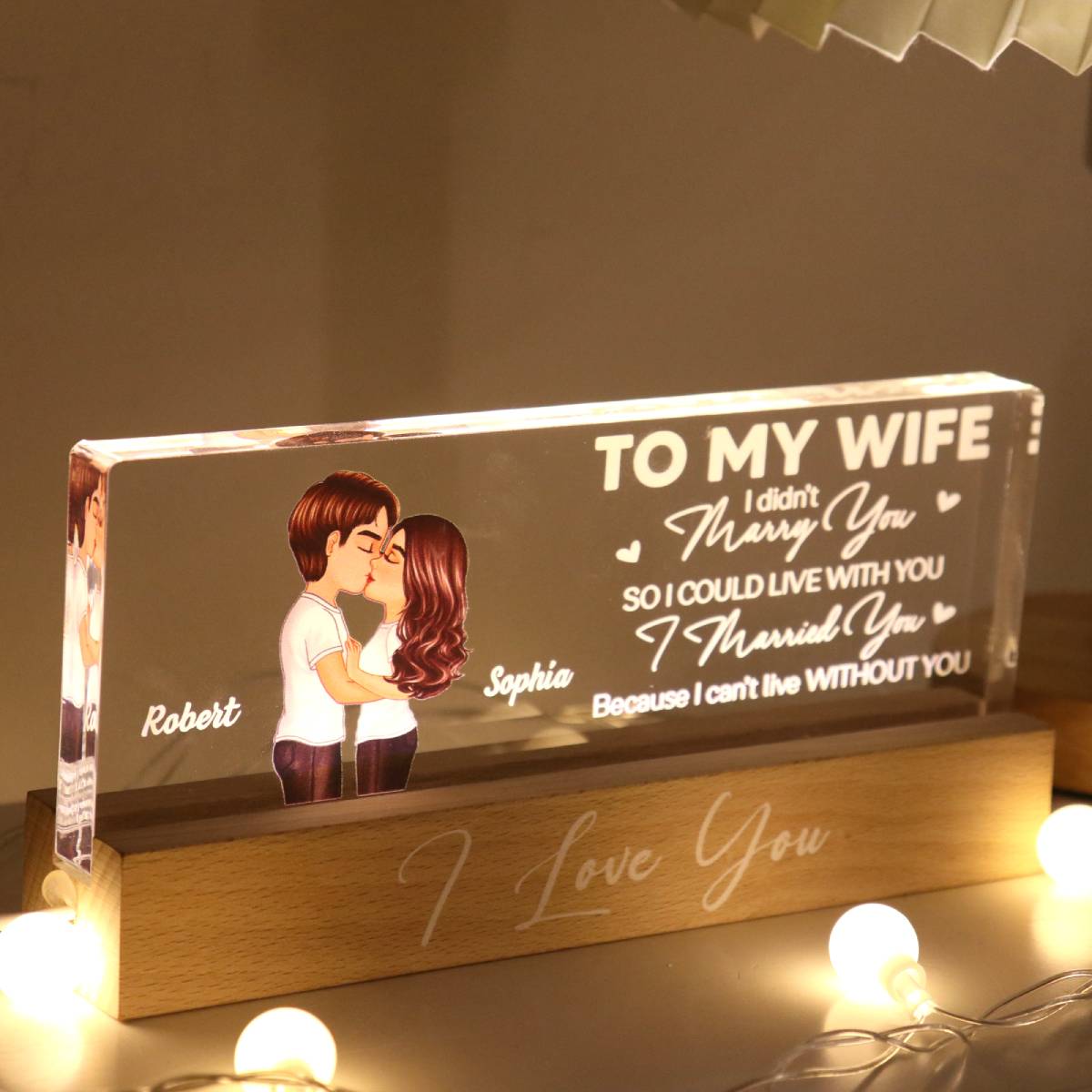 Couple Kissing To My Wife To My Husband Personalized Acrylic Block LED Night Light