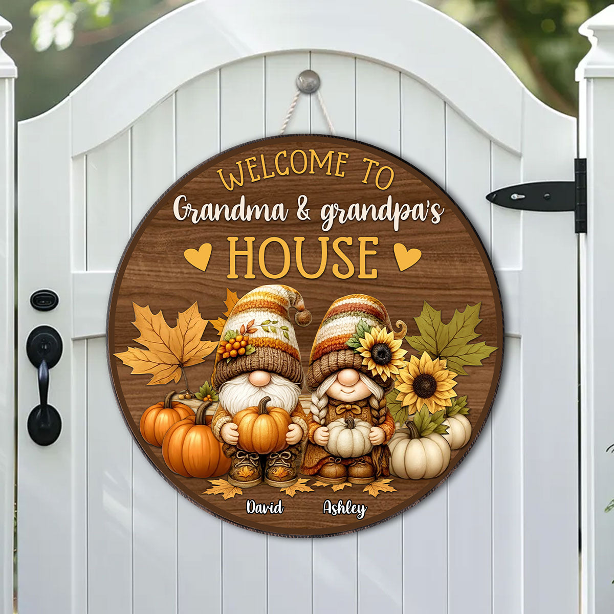Welcome to Grandma & Grandpa's House Personalized Door Hanger Sign, Fall Decor for Grandparents