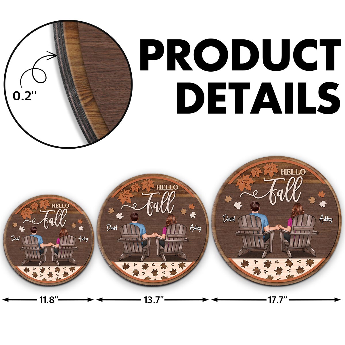 Hello Fall Couple Sitting Personalized Wood Sign, Fall Season Decor, Gift For Him Her