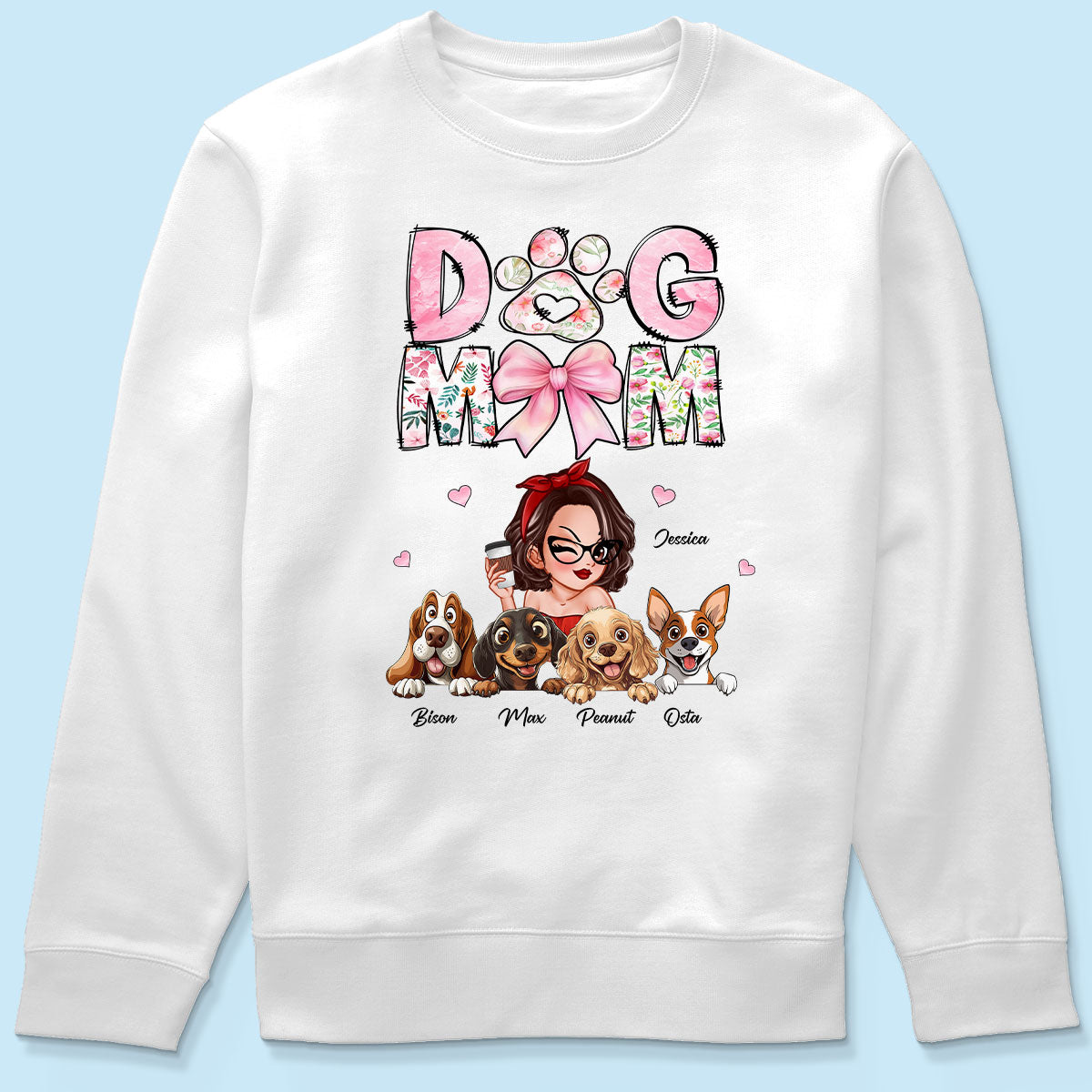 Dog Mom Cartoon Style Woman And Dogs Personalized Shirt, Gift for Dog Lovers