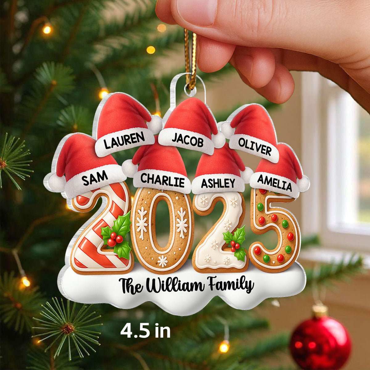 Santa Hats Family 2025 - Personalized Acrylic Ornament - Christmas Gift for Family, for Her, for Him
