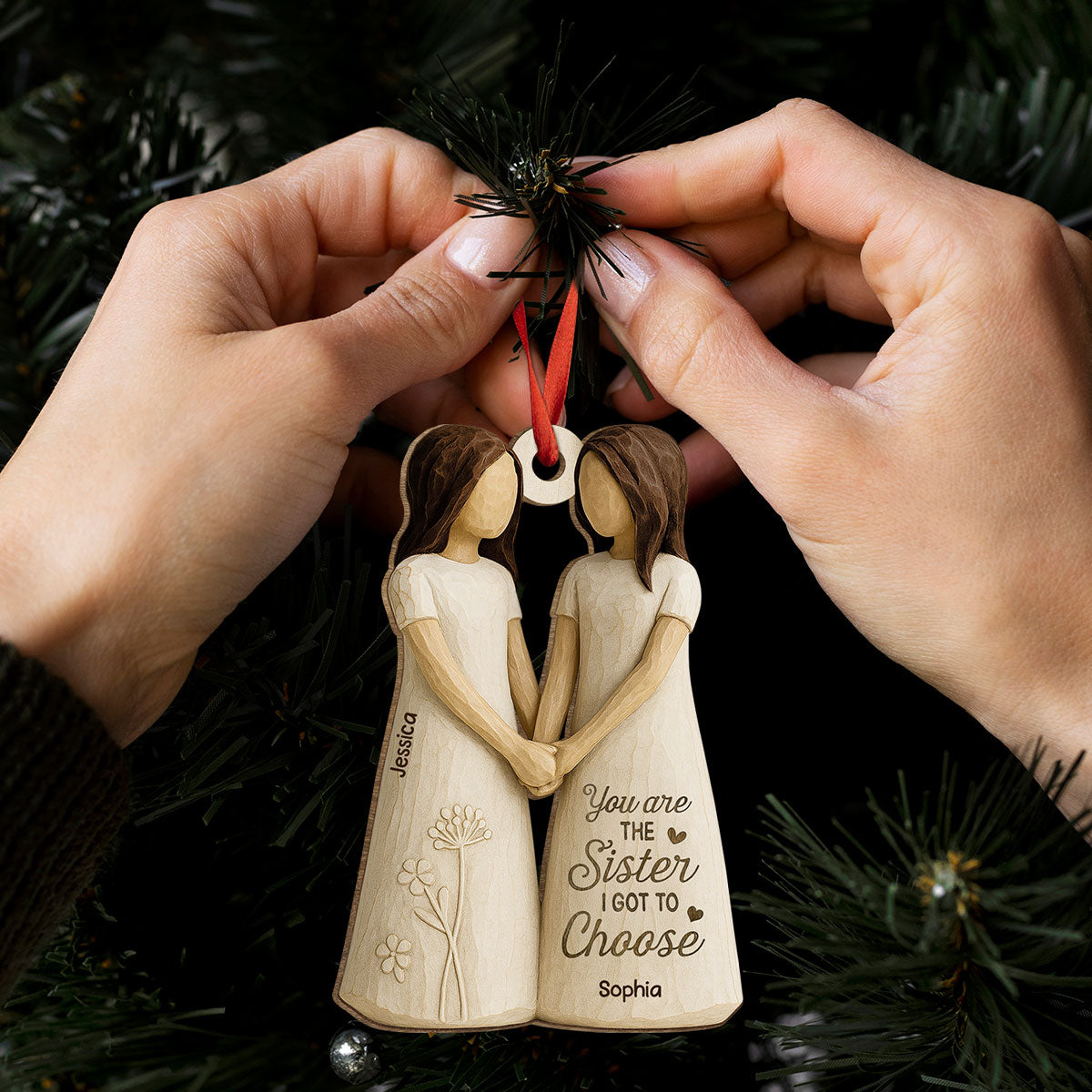 You Are The Sister I Got To Choose Personalized Wooden Ornament, Birthday Gift Friendship Gift for Besties, Best Friends