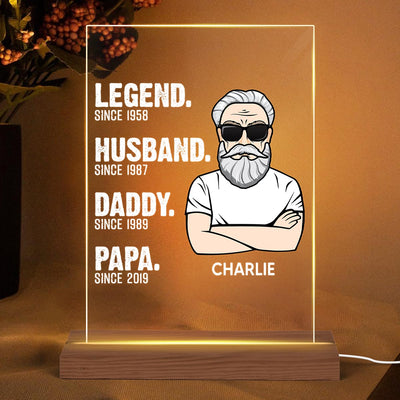 The Legend Grandpa Old Man Father‘s Day Gift For Grandpa Personalized Personalized Rectangle Acrylic Plaque LED Lamp Night Light