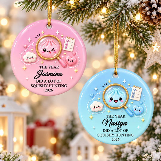 The Year I Did A Lot Of Squishy Hunting - Personalized Ceramic Ornament - Custom Name, Christmas Gift for Kids