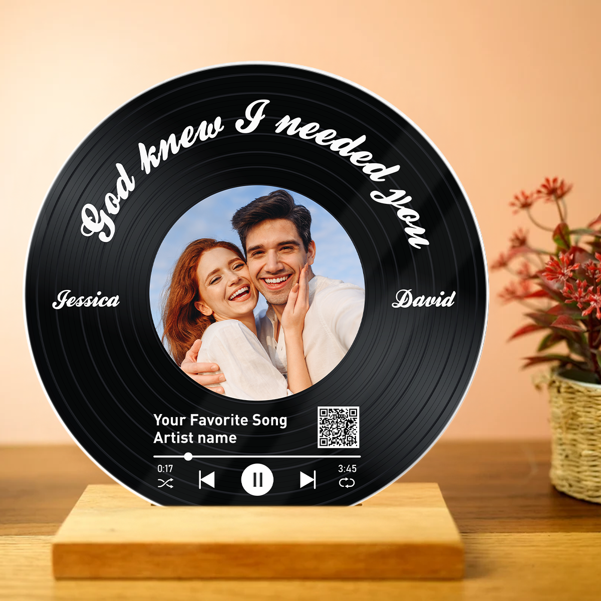 Couple Wedding Song Vinyl Photo Acrylic Song Plaque, Personalized Gift For Her, For Him, Heartfelt Wedding Gift, Anniversary Gift