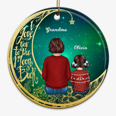 Green Sky Moon Grandma Grandkids Personalized Circle Ornament