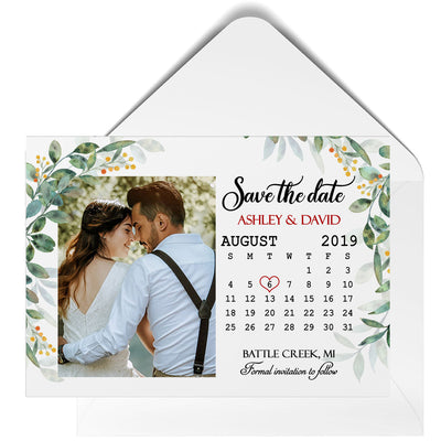 Couple Wedding Invitation Calendar Save The Date Personalized Postcard