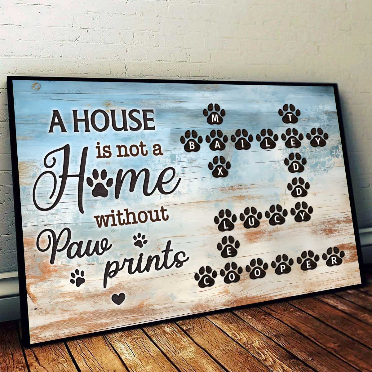 Paw Prints Crossword Puzzle Art Pet Love Home Decor Personalized Poster