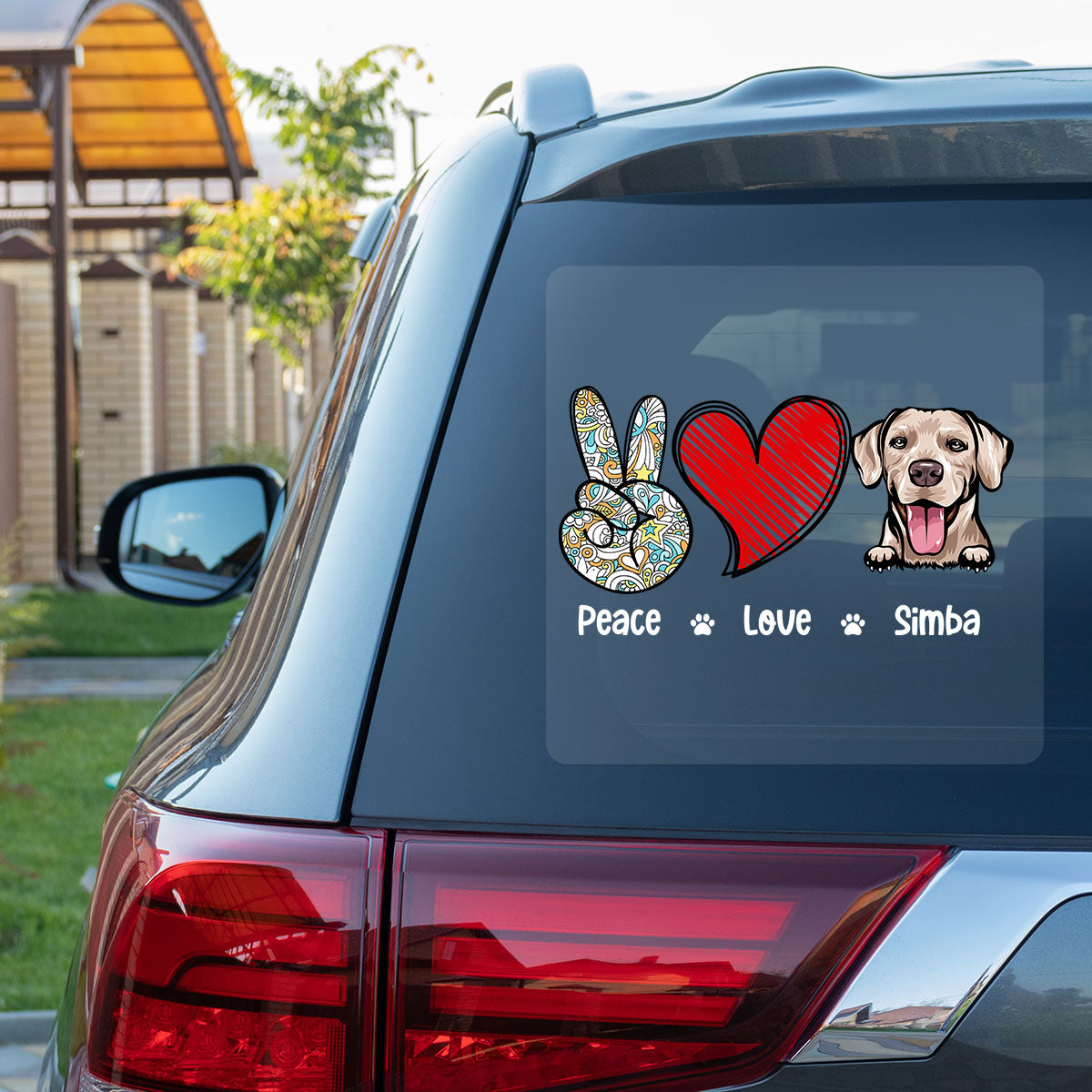 Peace Love Dog Cat Decor Gift For Pet Lover Personalized Decal