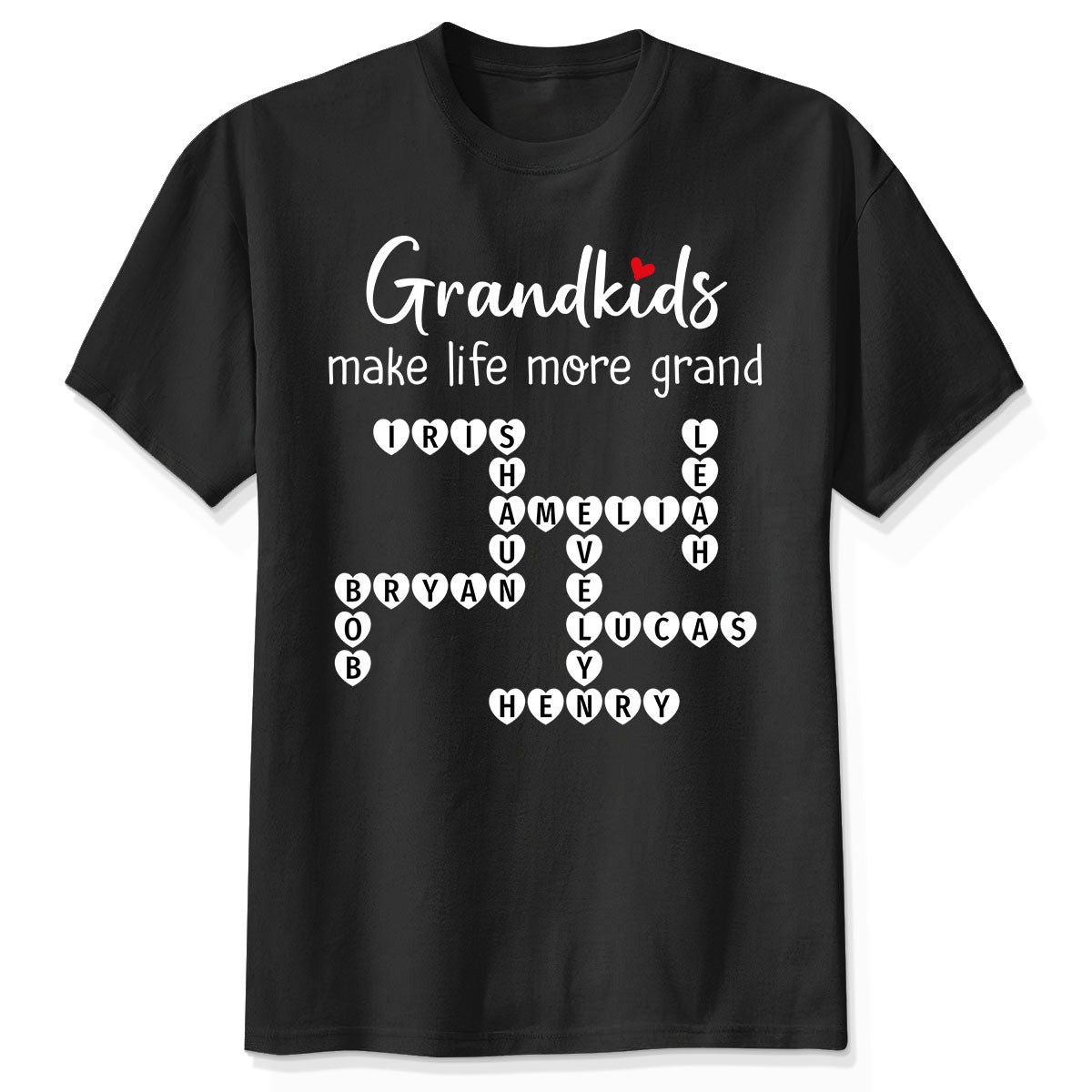 Grandkids Make Life Grand Coquette Floral Pattern Crossword Puzzle Art - Personalized Shirt